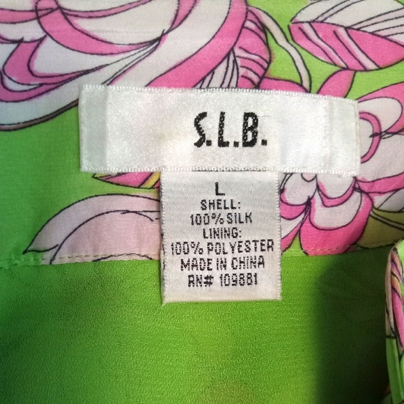 SLB silk pink and green floral skirt. Large - Picture 6 of 6